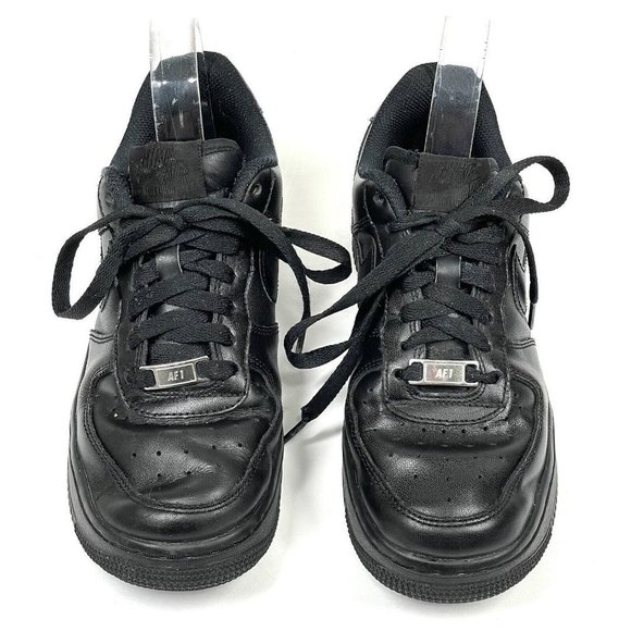 Nike Air Force 1 07 Black Leather Sneakers 315115-038 Womens Size 6 Shoes - Picture 2 of 12